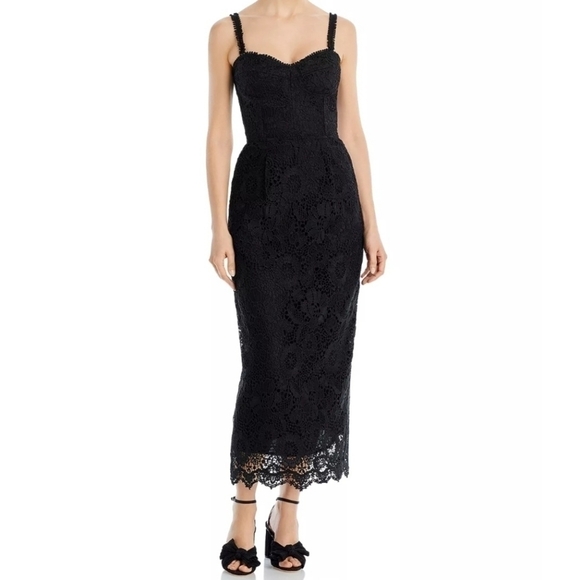 Sabina Musayev Nicolette Lace Embroidered Midi Dress Large - Picture 1 of 8